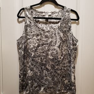 BUY 2 GET 1 FREE WHBM Black & White Paisley Sleeveless Blouse